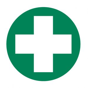 DECAL, FIRST AID CROSS ONLY, 50MM D., SELF ADHESIVE, 10PK