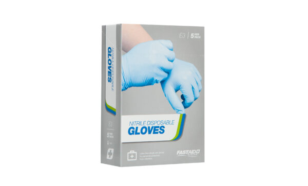 E3 Nitrile Disposable Gloves, Large Pairs, 5pk