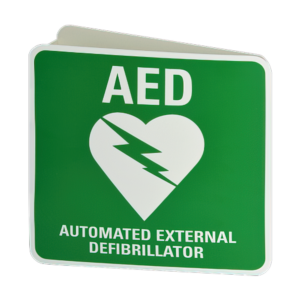 CARDIACT Poly AED Angle Bracket Sign 22.5 x 22.5cm
